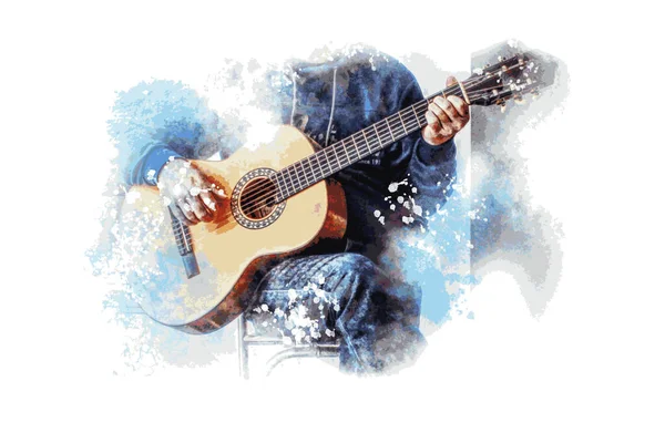 Illustration Musicale Pour Guitare Avec Effets Abstraits — Image vectorielle