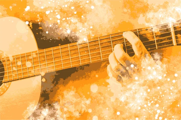 抽象的な効果を持つギター音楽イラスト — ストックベクタ