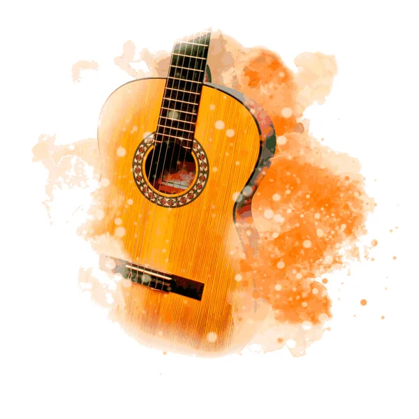 Ilustración Música Guitarra Con Efectos Abstractos — Archivo Imágenes Vectoriales