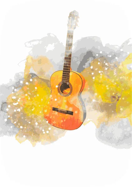 Illustration Musicale Pour Guitare Avec Effets Abstraits — Image vectorielle