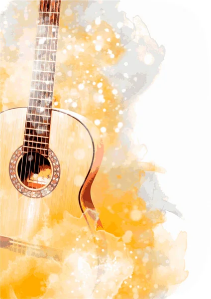 Illustration Musicale Pour Guitare Avec Effets Abstraits — Image vectorielle