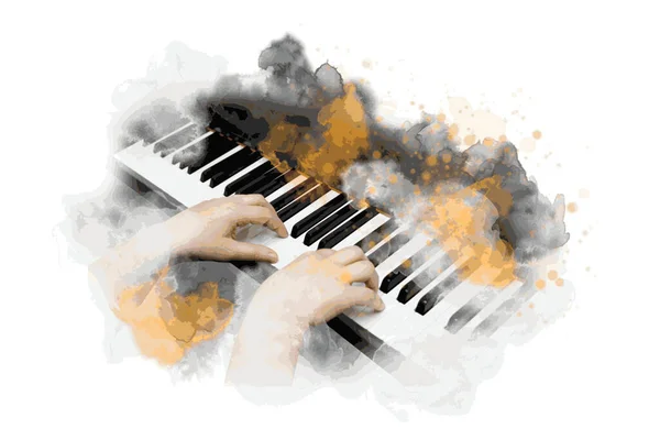 Piyano ile soyut müzik grafiği.