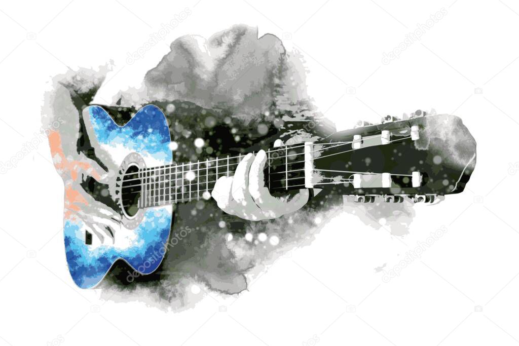 Guitar music illustration with abstract effects.