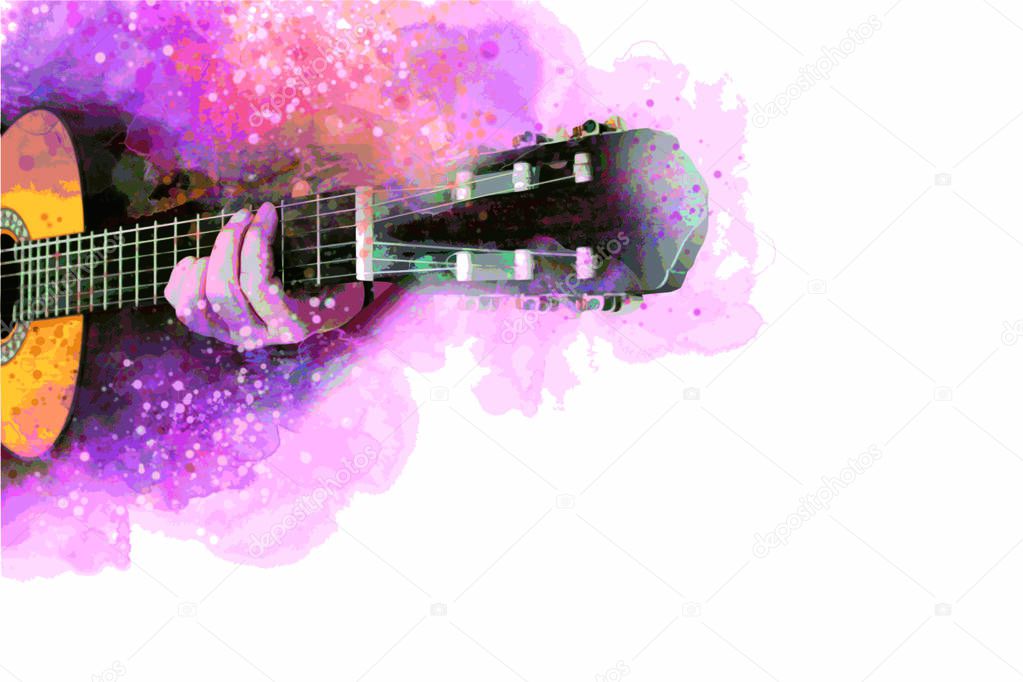 Guitar music illustration with abstract effects.