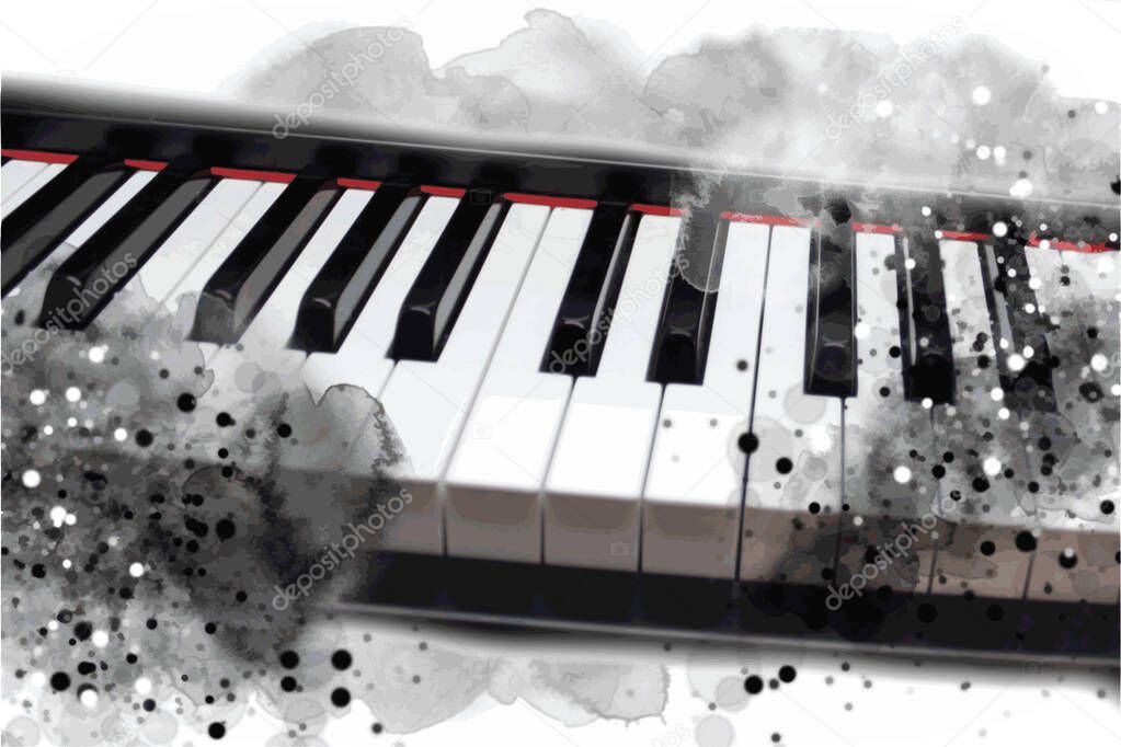 Abstract music graphic with piano.