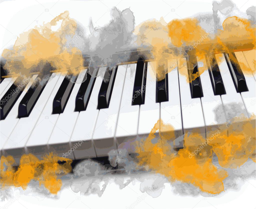 Abstract music graphic with piano.