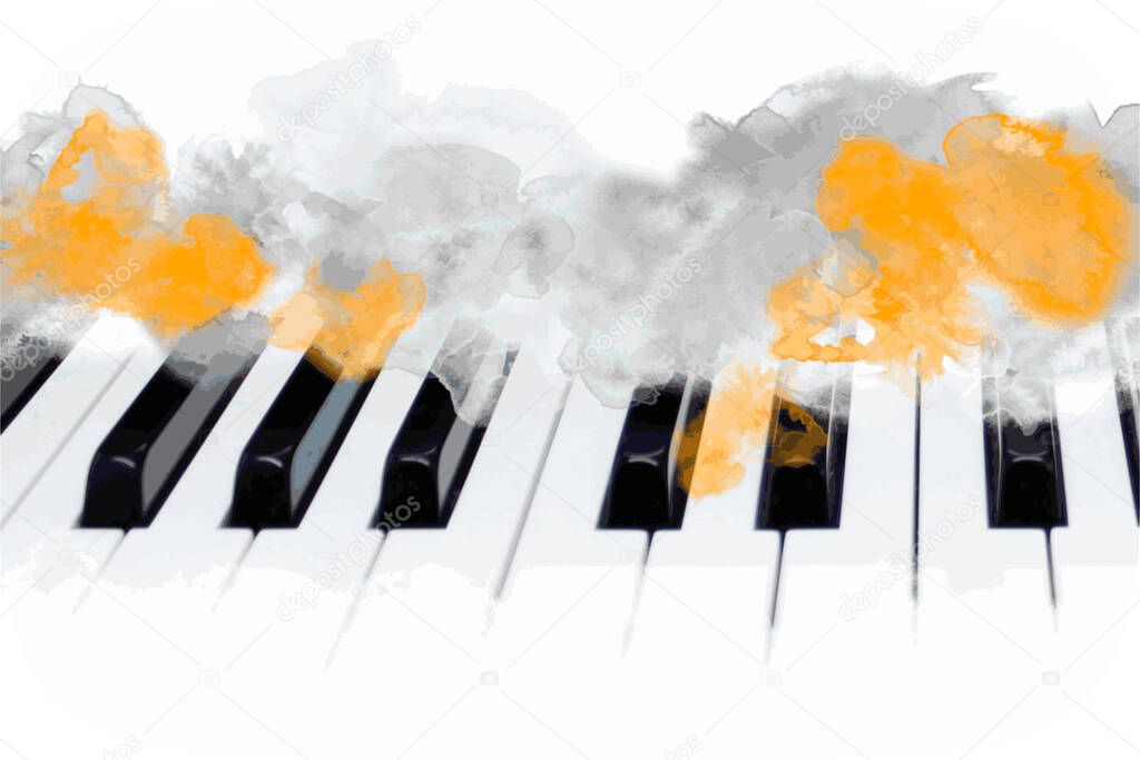 Abstract music graphic with piano.