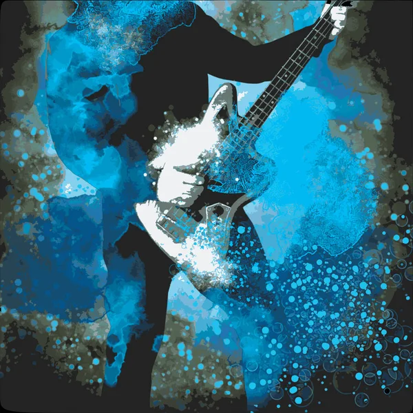 Graphisme Musical Avec Guitare Basse Électrique — Image vectorielle