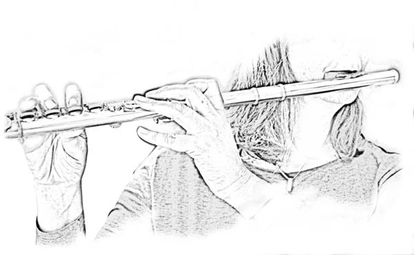 Flauta Instrumento Clássico Profestional Jogador Tocando Música. Uma Jovem  E Elegante Mulher Asiática Toca A Flauta. Foto Royalty Free, Gravuras,  Imagens e Banco de fotografias. Image 194948556