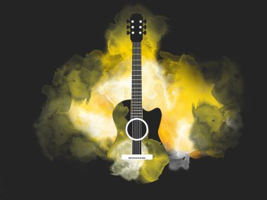 Musik graphic with guitar and abstract background.