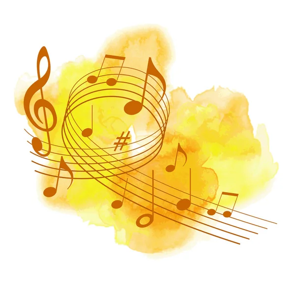 Musik Graphic Notes Watercolor Background — Stock vektor