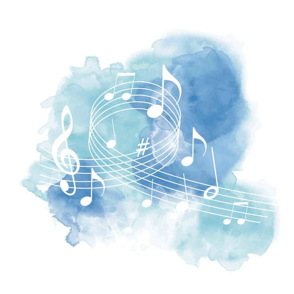 Musik Graphic Notes Watercolor Background — Stock Vector