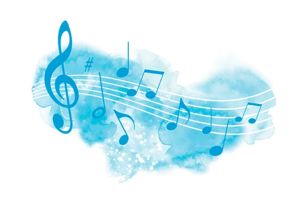 Musik Graphic Notes Watercolor Background — Vector de stock