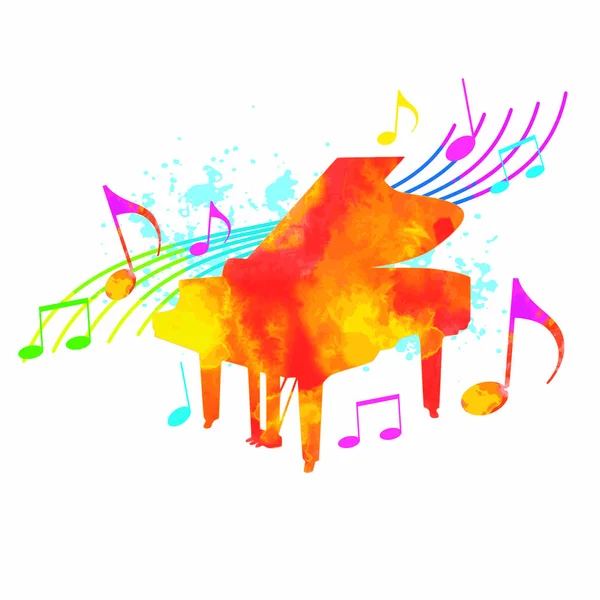 Piyano Suluboya Zeminli Müzik Grafiği — Stok Vektör