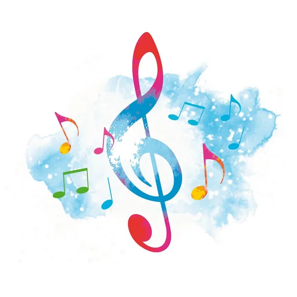 Musik Graphic Notes Watercolor Background — Stock vektor