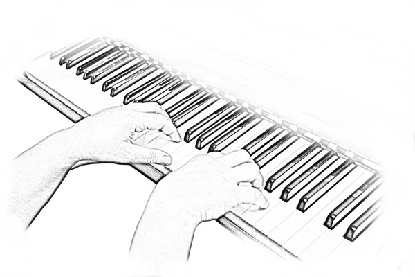 Hudební Grafika Klavírem Stylu Handdraw — Stock fotografie