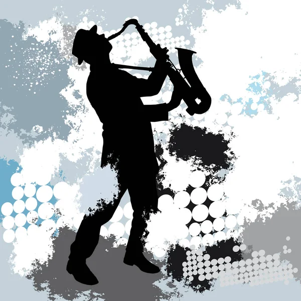 Music Graphic Saxophone Player Dynamic Background — стоковый вектор