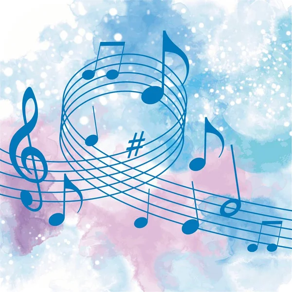 Musik Graphic Notes Watercolor Background — Archivo Imágenes Vectoriales