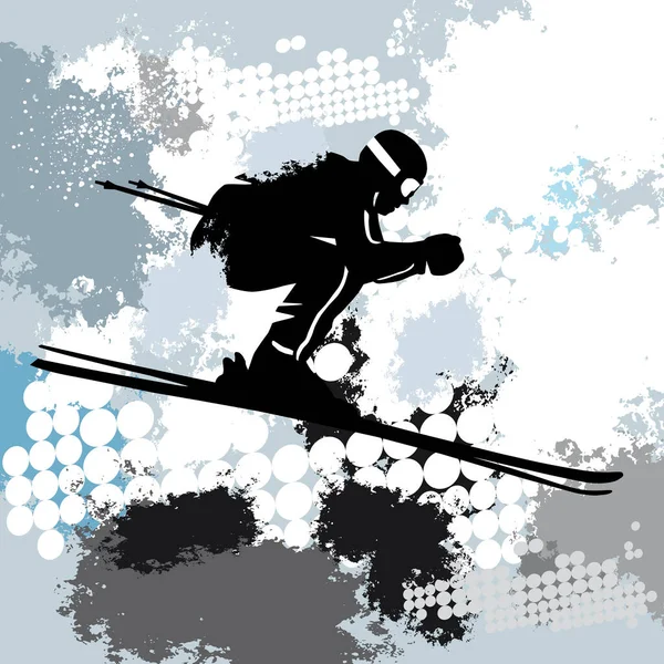 具有动态背景的滑雪运动图形 — 图库矢量图片