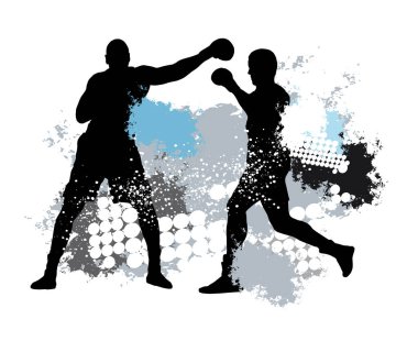Boxing sport graphic with dynamic background.