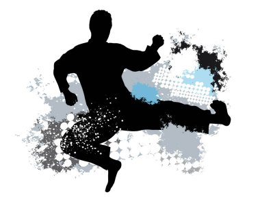 Dinamik arkaplanı olan dövüş sporları grafiği.