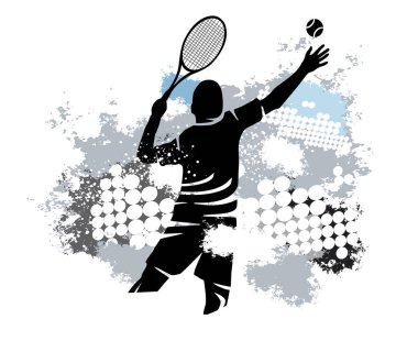Dinamik arkaplana sahip tenis sporu grafiği.