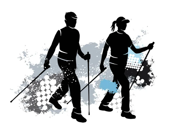 Nordic Walking Sport Graphic Dynamic Background — Stockvector