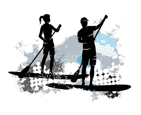 Stand Paddling Graphic Dynamic Background — 图库矢量图片