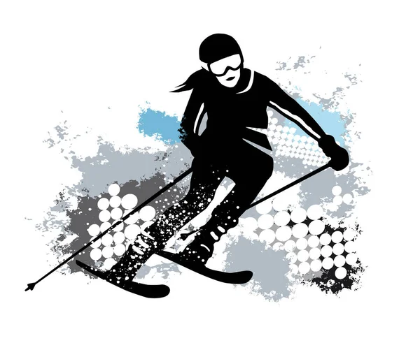 Esquí Gráfico Deportivo Con Fondo Dinámico — Archivo Imágenes Vectoriales