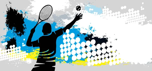 Tennis Graphique Sport Avec Joueur Tennis — Image vectorielle
