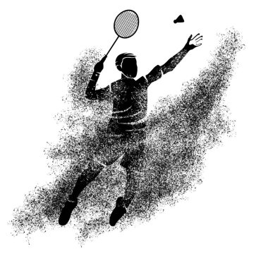 Badminton oyuncusu ile spor grafiği.