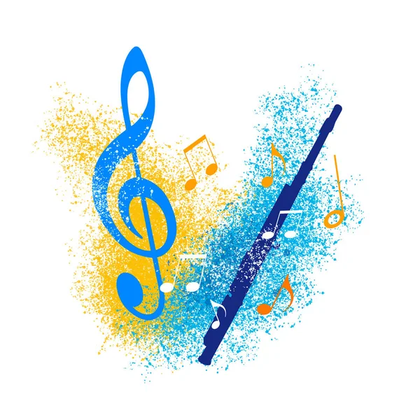 Gráfico Musical Con Flauta Transversal —  Fotos de Stock
