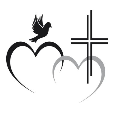 Memorial graphic with heart and cross. clipart