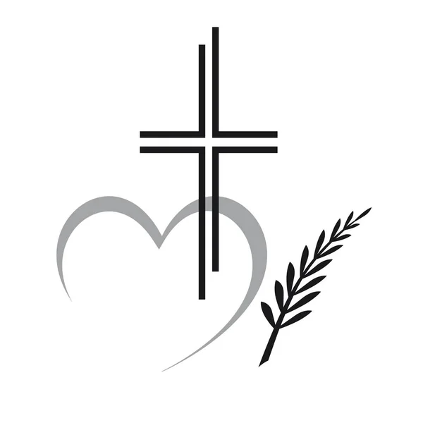 Αναμνηστικό Γραφικό Καρδιά Και Σταυρό — Διανυσματικό Αρχείο