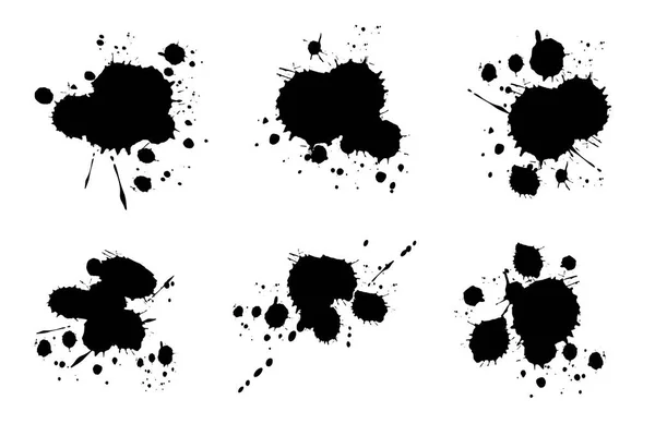 Abstract Black Watercolor Ink Blobs — Vetor de Stock