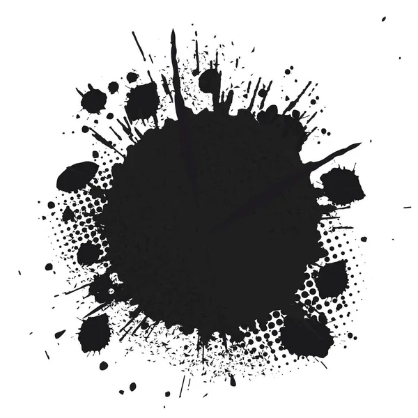 Abstract Black Watercolor Ink Blobs — Stockvektor