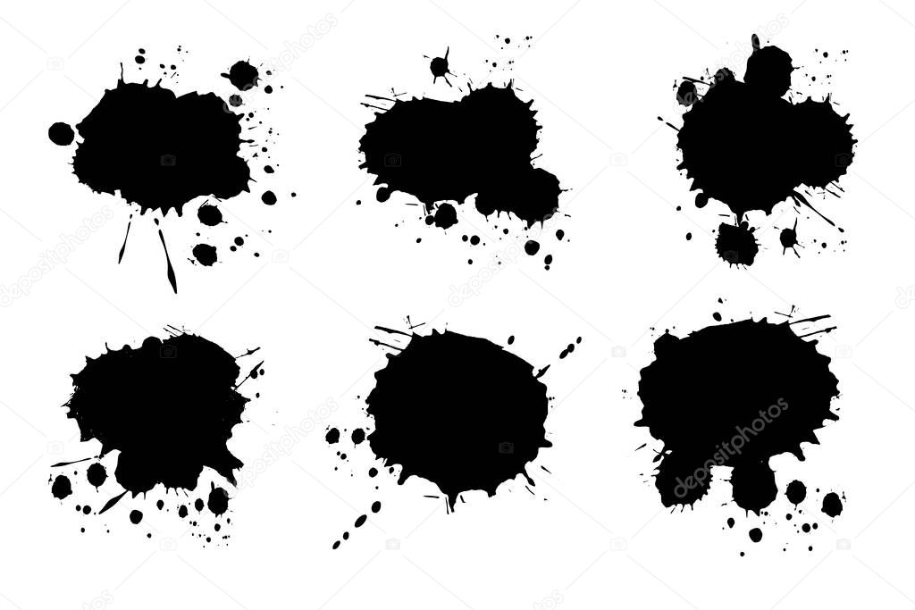 Abstract black watercolor ink blobs