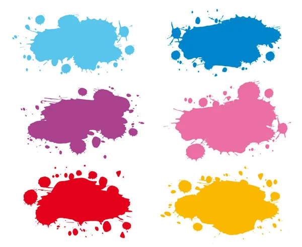 Набор Цветных Чернил Всплеск Абстрактный Гранж — стоковый вектор