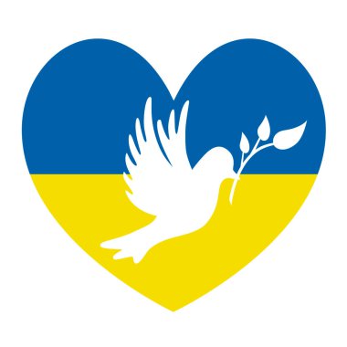 Ukrayna bayrağı. Barış güvercini. Tasarım ve web için beyaz arkaplan üzerinde vektör illüstrasyonu