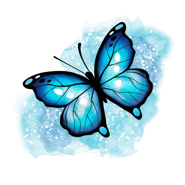 Butterfly Illustration Watercolor Background — 图库照片