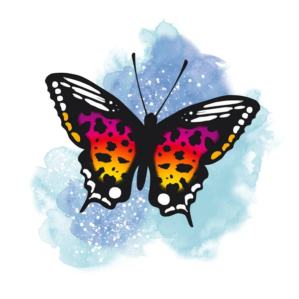 Butterfly Illustration Watercolor Background — 图库照片