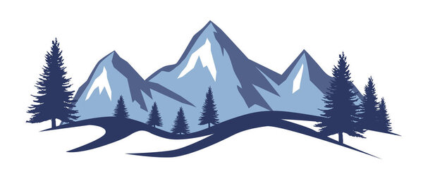 Landscape graphic with mountains in vector quality.