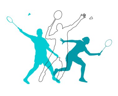 Badminton spor grafiği vektör kalitesinde.