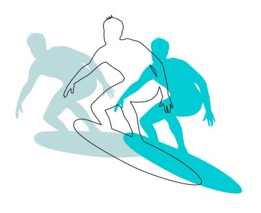 Surfing sport graphic with surfer in action.