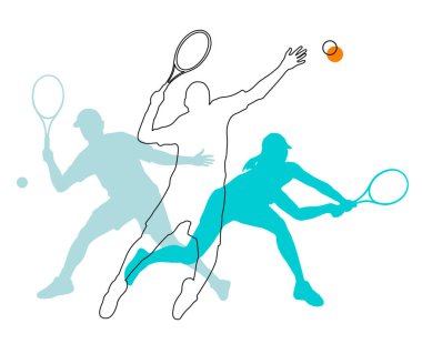 Tennis Sport graphic with player in action.