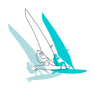 Surfing sport graphic with surfer in action.