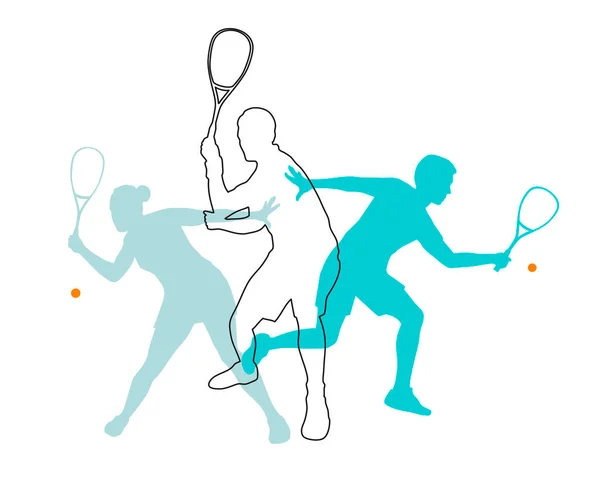 Squash Sport Graphic Players Action — Stockvektor