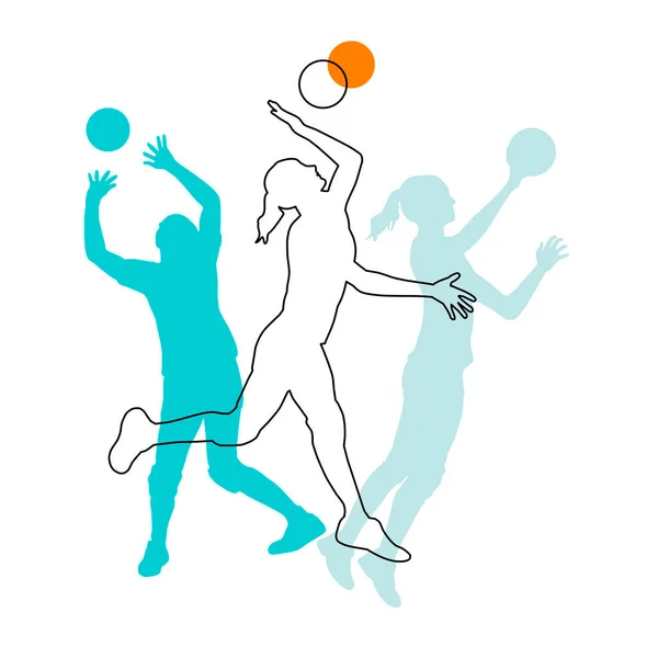 Volleyball Sport Graphic Players Action — Image vectorielle