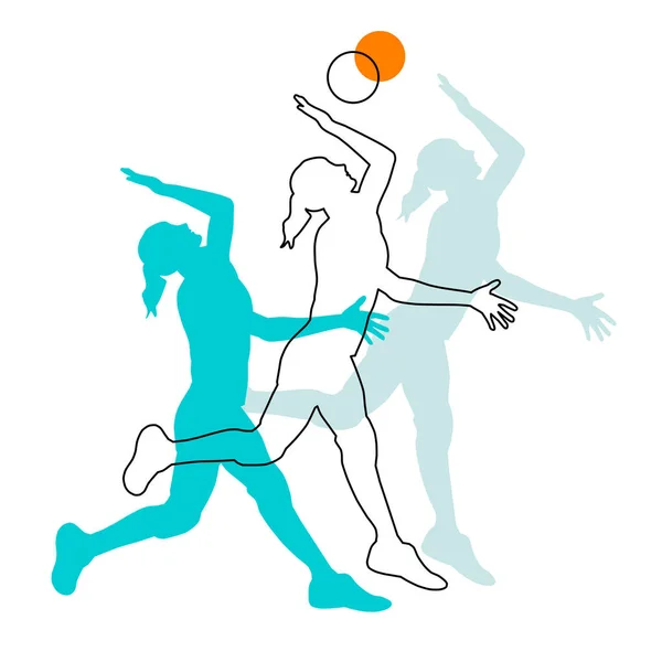 Volleyball Sport Graphic Players Action — Wektor stockowy