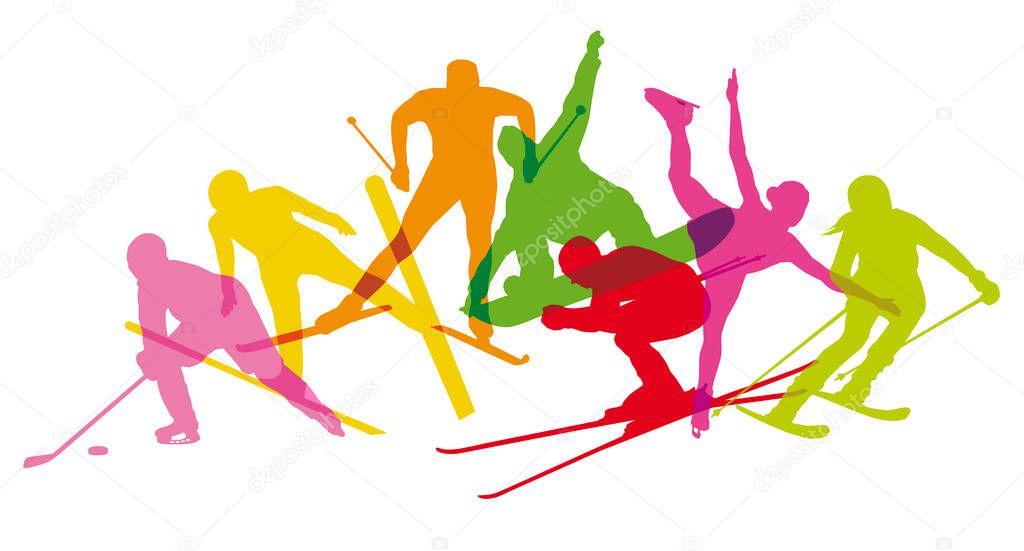 Colorful winter sport graphic.